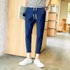 Pantalones de Lino para Hombre Estilo Coreano de Moda Longitud al Tobillo Verano Delgados Estudiantes de Secundaria de 9 Puntos Casual Algodón y Lino Ajustados Leggings
