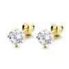 Pendientes de circonita de cuatro garras para mujer, plata de ley s925, sencillos, exquisitos, pequeños, con hebilla giratoria de oro de 18 quilates, con patrón de tornillo.