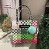 Cesta de Vegetais Puramente Tecida à Mão Bolsa Grande Capacidade Sacola de Compras Armazenamento para Férias Piquenique Azul Nova Bolsa Feminina 2025