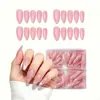 96 piezas de puntas de uña estilo 'deseo puro' con forma de almendra, con un diseño de degradado francés rosa nude, creando un look hermoso y favorecedor para tus uñas