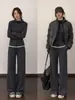 Conjunto deportivo de chaqueta a rayas estilo coreano y pantalones casuales para mujer, atuendo completo nuevo para principios de otoño 2026, estilo relajado