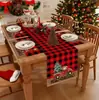 Mantel individual para mesa de Navidad Set de manteles individuales Cuadros Rojos Estampado de Ciervo Muñeco de Nieve Tela Decorativa Mantel de Tela Mesa
