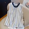 Shenzhen Nanyou Roupas Femininas Guangzhou Treze Linhas Estilo Europeu Top Regata Sem Mangas Listrado Franzido para Mulheres Verão