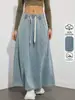 Bestseller TransfronterizoEn Stock2026 Nuevo Holgado Casual Lavado Azul Claro Cintura Elástica Falda de Campana