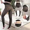 Leggings negros translúcidos transfronterizos, pantimedias negras forradas de lana para mujer, leggings de imitación semi-transparentes cálidos con pie