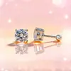 Aretes Clásicos de Cuatro Garras para Mujer, Un Quilate, 50 Puntos, Aretes de Moissanita en Plata Esterlina, Estilo Coreano, Delicados y Elegantes, Regalo para Novia