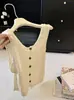 Top de Chaleco de Punto sin Mangas Hueco para Mujer Verano Nuevo Elegante Exquisito Chic Camisola