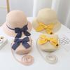 Chapéu de Sol de Palha Novo de Verão para Crianças Chapéu de Palha com Laço para Menina Bolsa Protetor Solar para Bebê Chapéu de Praia Princesa Sol