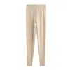 Tangge Expandido Quente Casca Pérola Caxemira Feminino Terno Quente Outono e Inverno Gola Redonda Cintura Média Alta Elasticidade Roupa de Base