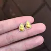 Método antigo ponto furado desenho cabaça anel de ouro feminino luxo leve alta qualidade moda retrô estilo corte brincos brincos