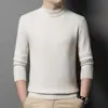 Suéter grueso de color liso para invierno para hombres Puyuan, para hombres de mediana edad y jóvenes, suéter engrosado 100% lana pura con cuello medio alto, ropa para hombre