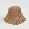 Chapéu Feminino Primavera e Verão Novo Chapéu de Palha de Papel Crochê à Mão Chapéu Japonês de Cor Sólida Versátil Estilo Balde Chapéu para Sol e Proteção Solar ao Ar Livre