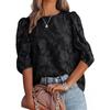 Camisa de Chifón Floral de Manga Media con Cuello Redondo y Corte Holgado para Mujer de Primavera y Verano 2023 Amazon Europeo y Americano Transfronterizo