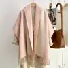 Bufanda de cachemira para mujer, engrosada para abrigar en otoño e invierno, color liso, ligera y lujosa, chal de lana de doble cara de alta gama, nuevo estilo 2026
