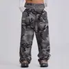 Calças de Sarja Retas Largas Camufladas Europeias e Americanas Verão Algodão Puro Cintura Alta Calças de Moletom Versáteis Corrida Esportes Casuais Estilo Hip-Hop