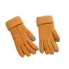 Venda Direta da Fábrica Outono e Inverno Versão Coreana Popular Online Luvas de Lã Grossa Jacquard Revertido para Adultos com Capacidade de Tela de Toque em Cinco Dedos