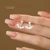 Versión Coreana de Pendientes de Bola Corazón Dulce Dongdaemun para Mujer Plata de Ley S925 Versátiles Elegantes de Gama Alta Pendientes Colgantes Traseros