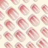 Uñas Postizas Francesas Color Rosa Nude de Moda Transfronteriza con Brillo Dulces y Suaves Manicura de Cabeza Plana 24 Piezas Parches de Uñas Terminadas