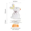 Juego de Vajilla de Plato y Tazón de Conejo de Dibujos Animados para Uso en Casa, Plato Plano Estilo Occidental en Relieve, Plato Cerámico Ceremonial para Desayuno, Lujo Ligero