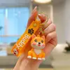 Llavero de cachorro de dibujos animados sentado, lindo Corgi Oso de peluche 3D colgante de muñeca, llavero para bolso, adorno de regalo