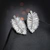 Brincos estilo coreano champanhe brincos de folha dourada grau AAA zircão incrustado 925 brincos de prata esterlina vendas diretas de fábrica