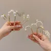 Exquisita y Lujosa Horquilla de Aleación en Forma de U para Fijar y Peinar el Cabello, Horquilla de Perlas y Pedrería para Mujeres