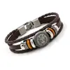 Pulseira de Couro com Rebite de Cabeça de Leão Vintage, Pulseira para Casal Masculina, Joia de Mão Personalizada Europeia e Americana, Fornecimento Transfronteiriço Lote Misto