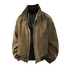Otoño Nuevo Estilo Chaqueta de Cuero Estilo Retro Americano para Hombre Moda Tendencia Cuello Alto Cuero PU Moda para Pareja Ropa de Abrigo