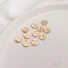 Pingente Redondo Colorido Preservado em Ouro 14K com Letra Gravada Brincos DIY Feitos à Mão Joias Acessório Redondo Colar Pulseira Pingente