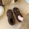 Zapatos Birkenstock de Felpa Retro para Mujer Invierno Ropa para Exteriores Felpa Adicional Cálidos Suela Gruesa Sin Cordones Zapatos de Algodón para Hombre Perezoso Pantuflas de Piel