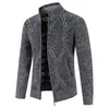 Transfronterizo 2024 Nueva Chaqueta Geométrica para Hombre Suéter de Cuello Casual Chaqueta Cardigan Suéter de Forro Polar para Hombre