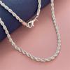 Collar de plata 925 bañado en rodio, cadena de cuerda trenzada de 3 mm, AliExpress Europa y Estados Unidos, Temu, artículo más vendido, 40-75CM