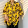 Camisa Floral Estilo Retrô Tailandês Estilo Verão Hong Kong Manga Curta Solta Bonita Estilo Casal Sudeste Asiático Camisa de Praia Beira-Mar