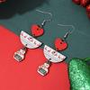 Nuevos pendientes navideños con diseño de dibujos animados, sencillos y combinables con todo, de Papá Noel, de alce y copo de nieve.