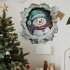 Pegatina de Pared Creativa de Muñeco de Nieve Rompiendo la Pared de Navidad para Sala de Estar, Baño, Pared de Fondo, Decoración del Hogar, Pegatina de Pared Autoadhesiva