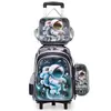 Mochila Escolar de Cuero 3D de Arrastre Juego de Tres Piezas Mochila de Arrastre Infantil de Dibujos Animados Bolsa de Almuerzo Venta Directa de Fábrica