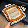 Pañuelo de Seda 70 Cuadrado Moda Coreana de Alta Gama Versátil Profesional Seda Sintética Pequeño Pañuelo de Cuello Estampado Retro Pañuelo de Seda para Mujer