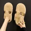 Calzado de invierno para mujer para exteriores, nuevo estilo de moda 2026, mocasines slip-on forrados de polar con diseño de media pantufla y soporte en el talón