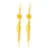 Pendientes de Imitación de Oro de 24K de Lujo Ligero con Borlas, Joyería Femenina de Moda Súper Hada, Pendientes Largos Sencillos de Flor de Rosa en Oro Arenado