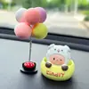 Enfeites Criativos Fofos de Animais com Cabeça que Mexe para Carro Desenhos Animados Animais de Estimação Fofos Acessórios de Interior de Carro Enfeites Decorativos para Console Central de Carro Feminino