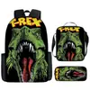 Mochila Tyrannosaurus Rex Impresión 3D Set de Tres Piezas para Niños Bolsa de Doble Hombro Reductora de Carga Set de Lonchera y Estuche para Lápices Protección de la Columna Reducción de Carga