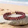 Comercio Exterior Transfronterizo Pulsera de Hilo Trenzado de Doble Capa con Cuentas Ágata Bohemia Piedra de Cristal Piedra Imperial Pulsera de Piedra Natural
