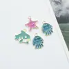 Al por mayor Estilo Coreano Colgante Individual Dibujos Animados Lindo Animales Marinos Tiburón Estrella de Mar Medusa Goteo de Aceite Aleación Joyería Accesorios DIY