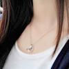Collar Colgante Corazón Doble con Herida de Plata de Temperamento Venta Caliente Arena Brillante Colgante de Corazón a Corazón Elegante Collar con Cadena de Ola de Agua
