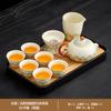 Juego de Té Kung Fu Ru Kiln traje Hogar Retro Cerámica Tetera Tazón con Tapa Juego Completo con Bandeja de Té Caja de Regalo de Alta Gama para Regalos