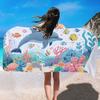 Mengqi Ropa de Hogar Toalla de Playa Estampado de León Toalla Cuadrada de Microfibra Toalla de Baño Absorbente Toalla de Secado Rápido Protector Solar