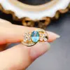 Anillo Popular de Apatita Natural al por Mayor de Fábrica Plata S925 Incrustado con Piedra Principal 5*7 Joyería de Lujo Venta Directa de Fábrica