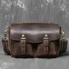 Bolsa Retro Europea y Americana de Cuero Genuino para Cámara SLR Bolsa Cruzada de Hombro de Cuero Crazy Horse Bolso de Hombro de Primera Capa de Piel de Vaca Bolso de Fotografía