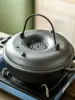 Olla espesa de hierro fundido para asar batatas para uso doméstico, asador de papas y maíz para barbacoa, olla de hierro fundido para asar para uso en exteriores