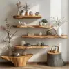 Estante de Pared Estante de Pared Estante de Pared para Flores Estantería para el Hogar Forma Artística Estante de Almacenamiento de Madera Maciza de Múltiples Niveles para Mesita de Noche